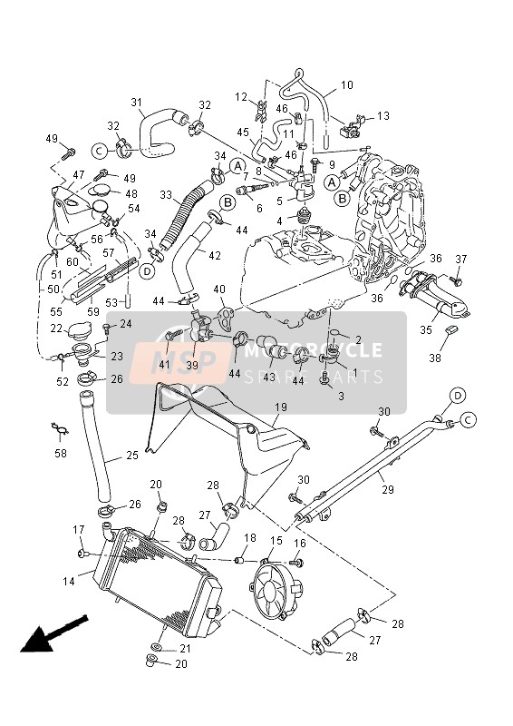 Yamaha YP400R 2014 Radiateur & Tuyau pour un 2014 Yamaha YP400R